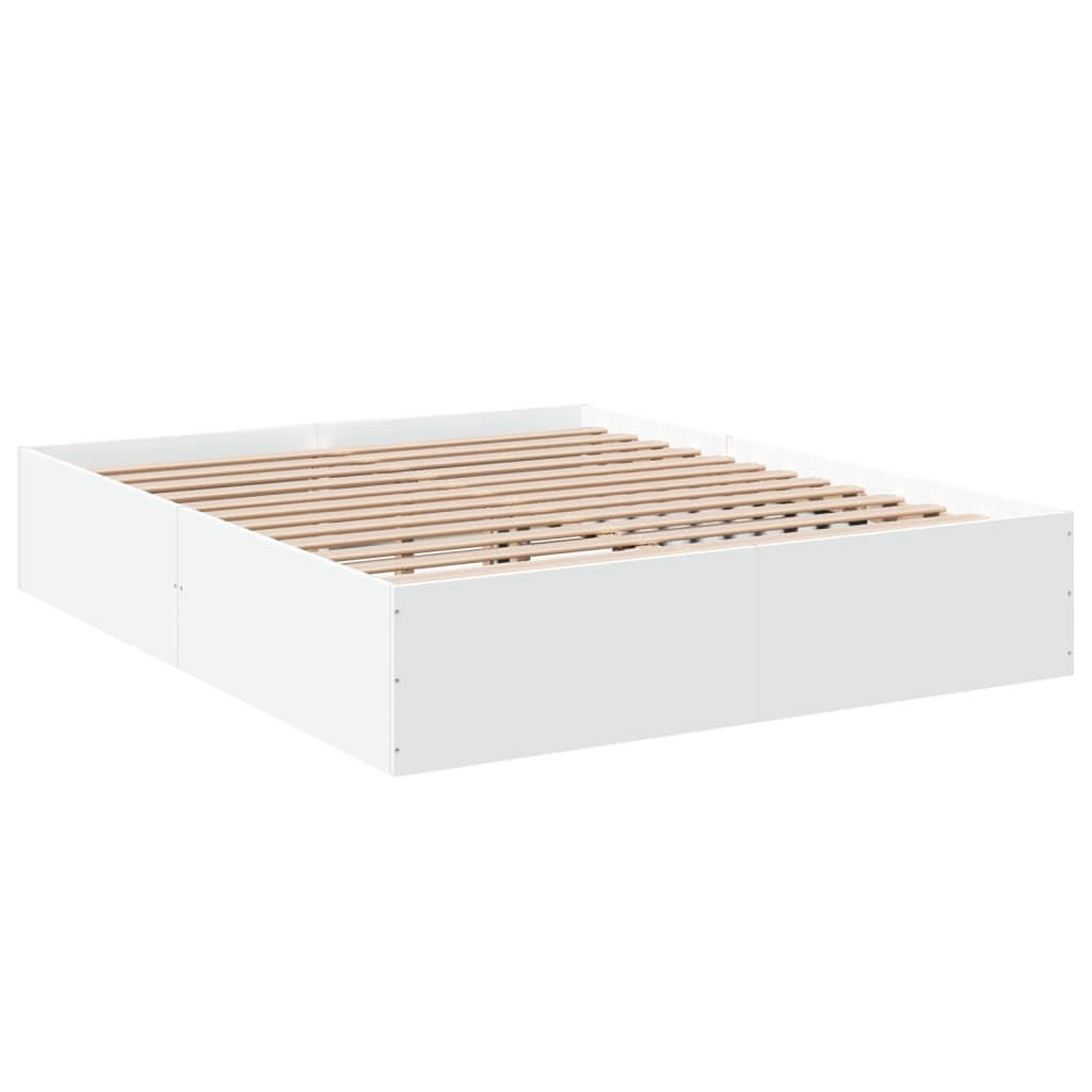 Bedframe bewerkt hout wit 150x200 cm is nu te koop bij PeponiXL, paradijselijk wonen!