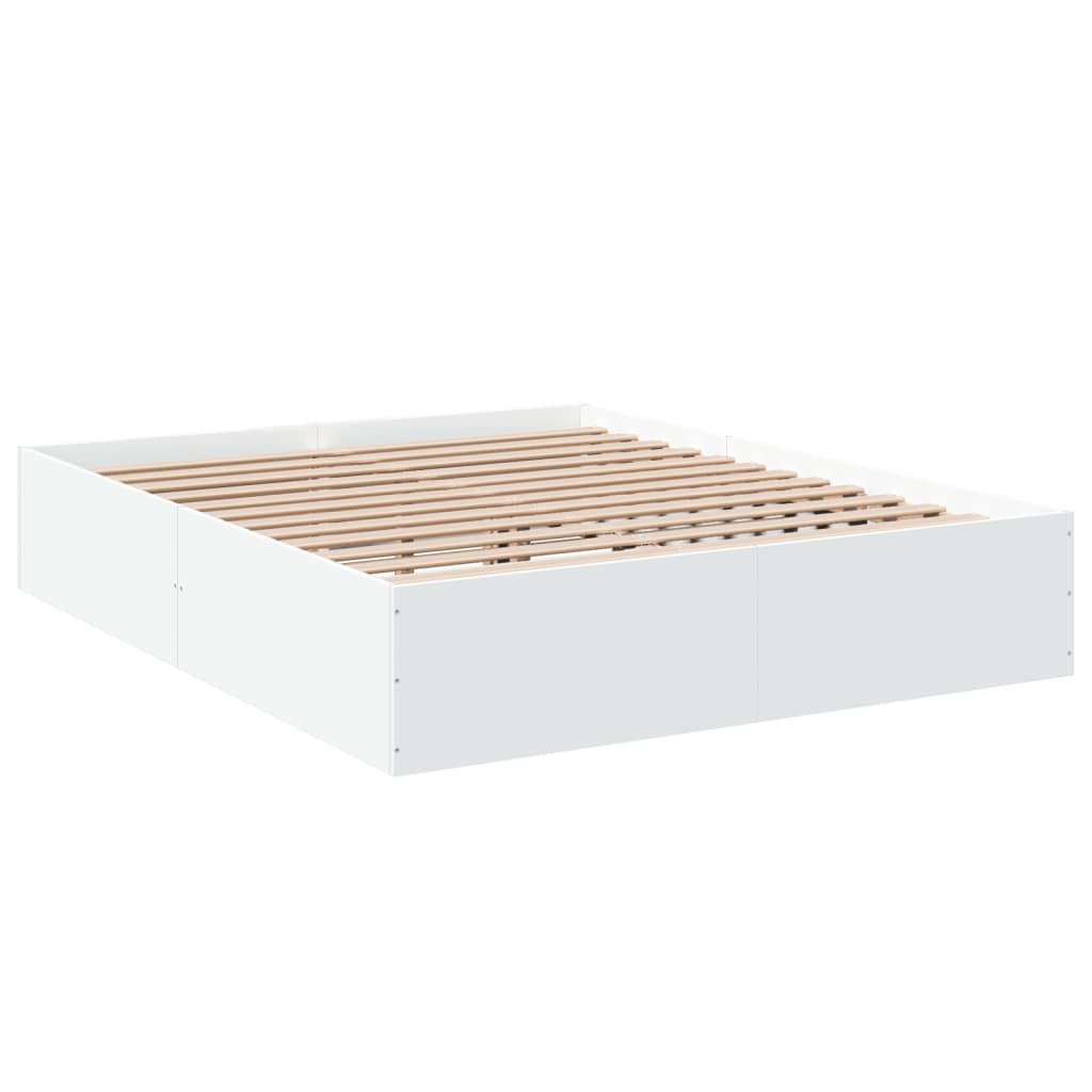 Bedframe bewerkt hout wit 150x200 cm is nu te koop bij PeponiXL, paradijselijk wonen!