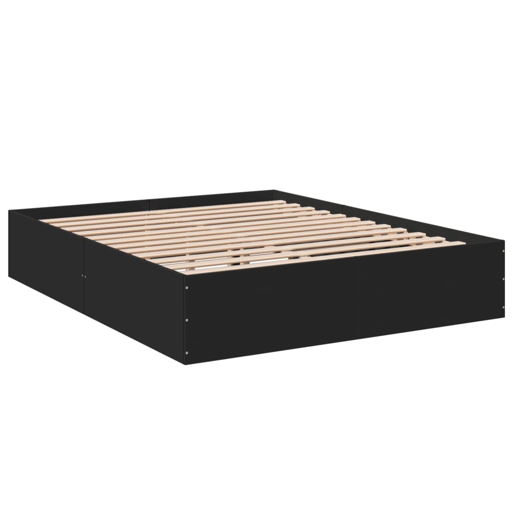 Bedframe bewerkt hout zwart 150x200 cm is nu te koop bij PeponiXL, paradijselijk wonen!