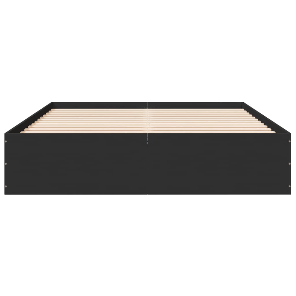 Bedframe bewerkt hout zwart 150x200 cm is nu te koop bij PeponiXL, paradijselijk wonen!