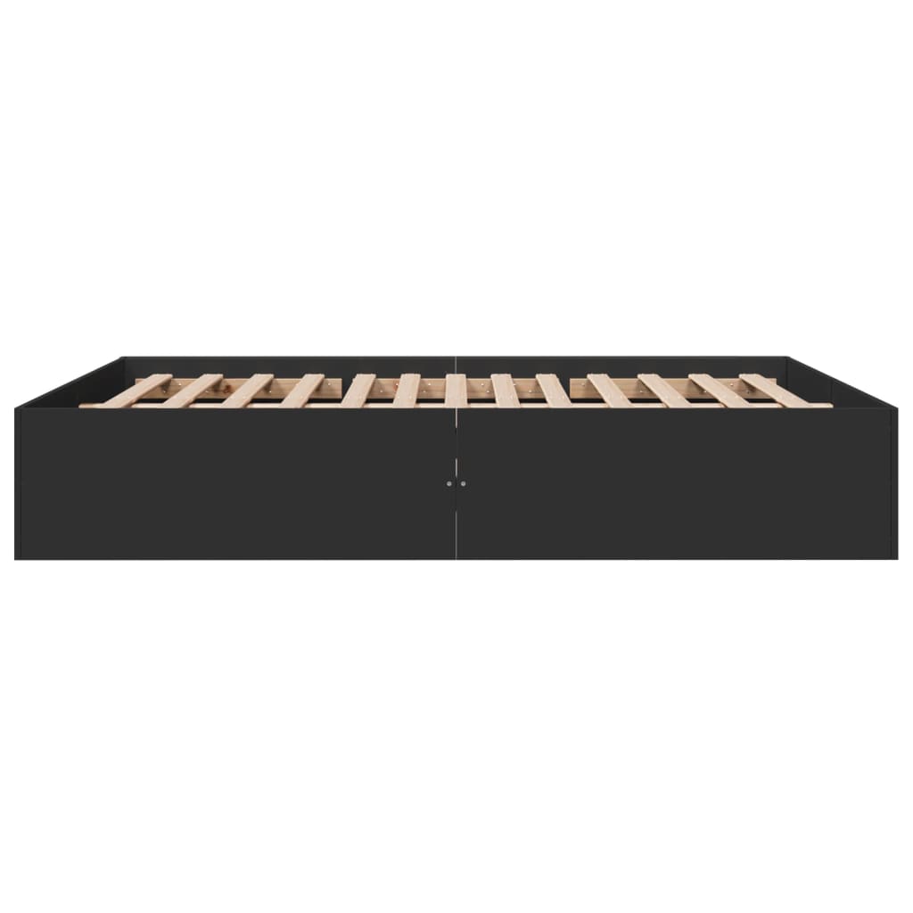 Bedframe bewerkt hout zwart 150x200 cm is nu te koop bij PeponiXL, paradijselijk wonen!