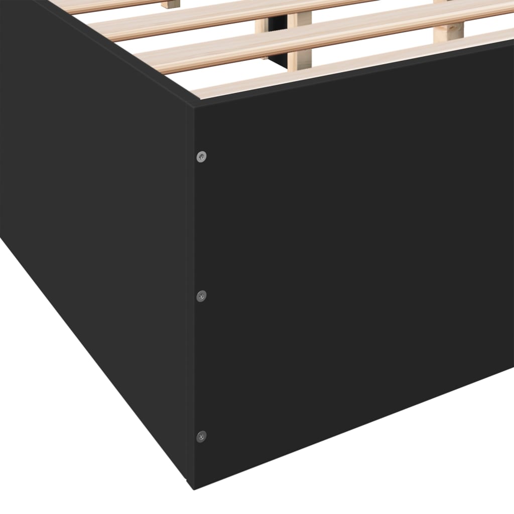 Bedframe bewerkt hout zwart 150x200 cm is nu te koop bij PeponiXL, paradijselijk wonen!