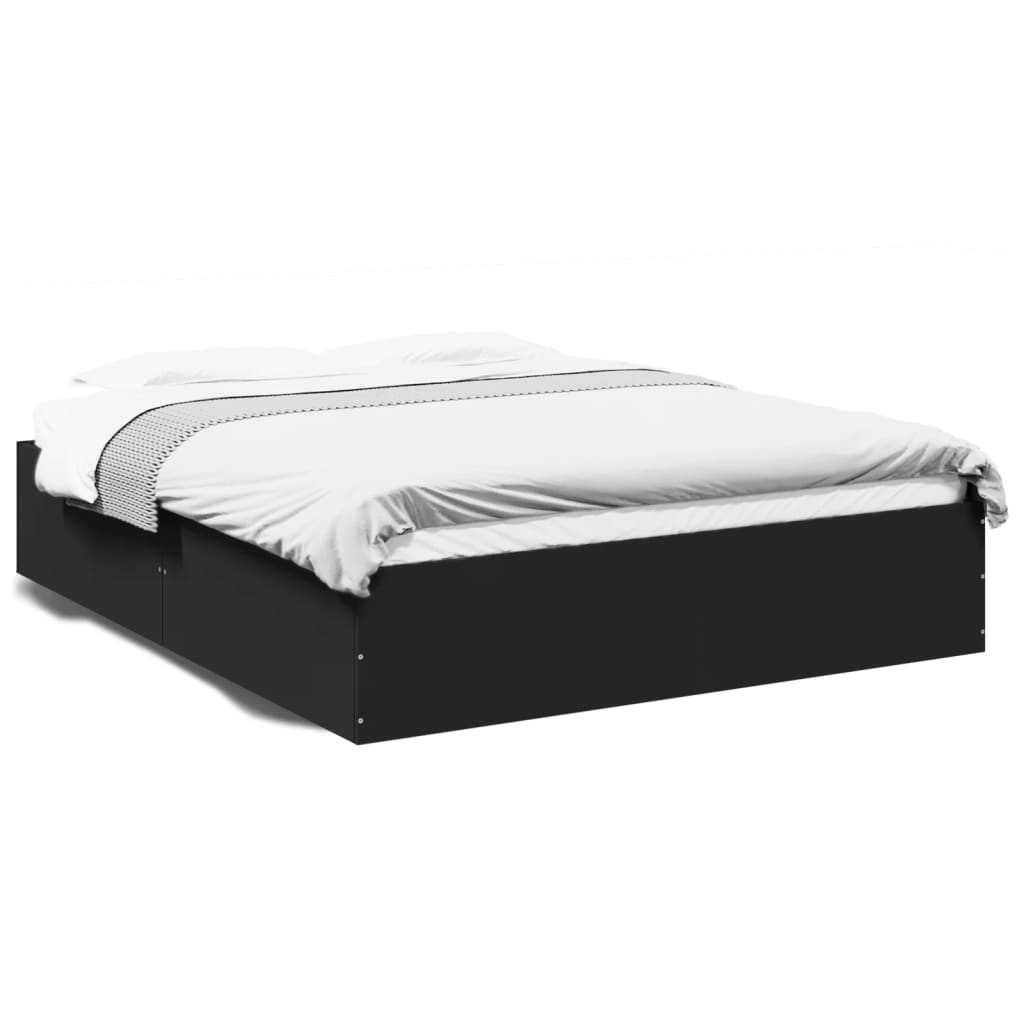 Bedframe bewerkt hout zwart 150x200 cm is nu te koop bij PeponiXL, paradijselijk wonen!