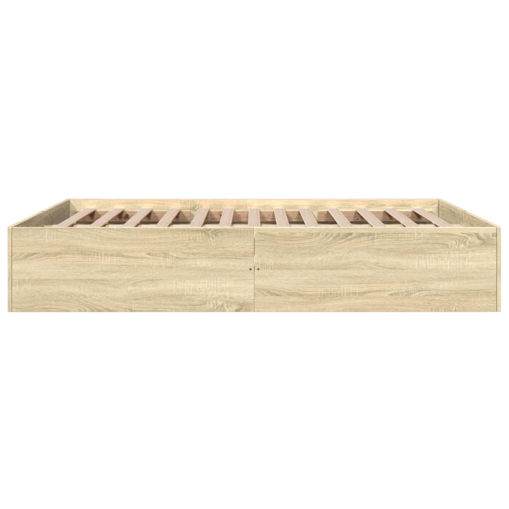 Bedframe bewerkt hout sonoma eikenkleurig 150x200 cm is nu te koop bij PeponiXL, paradijselijk wonen!