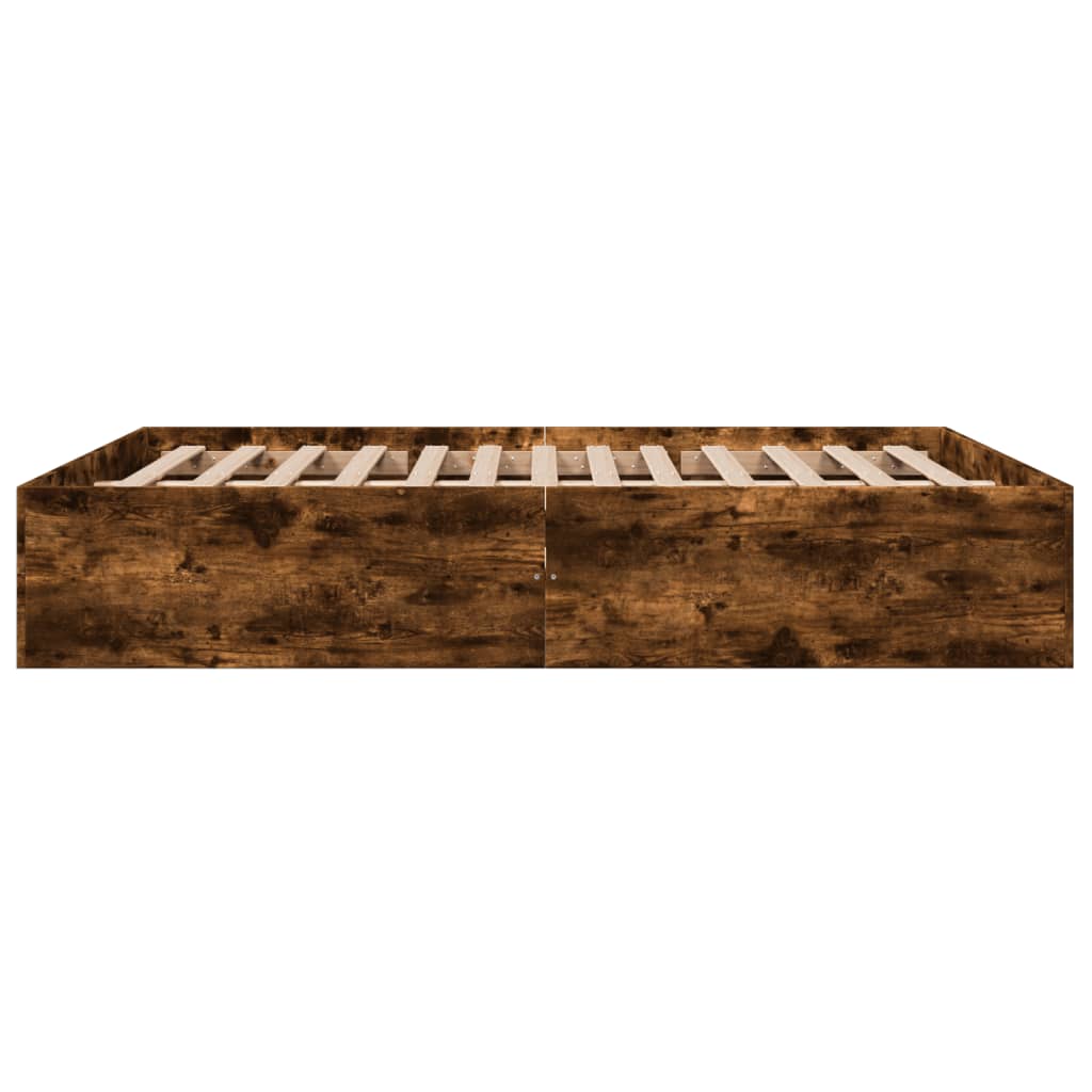 Bedframe bewerkt hout gerookt eikenkleurig 150x200 cm is nu te koop bij PeponiXL, paradijselijk wonen!