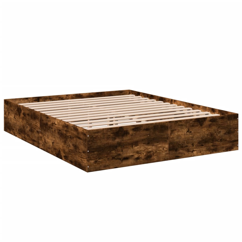 Bedframe bewerkt hout gerookt eikenkleurig 150x200 cm is nu te koop bij PeponiXL, paradijselijk wonen!