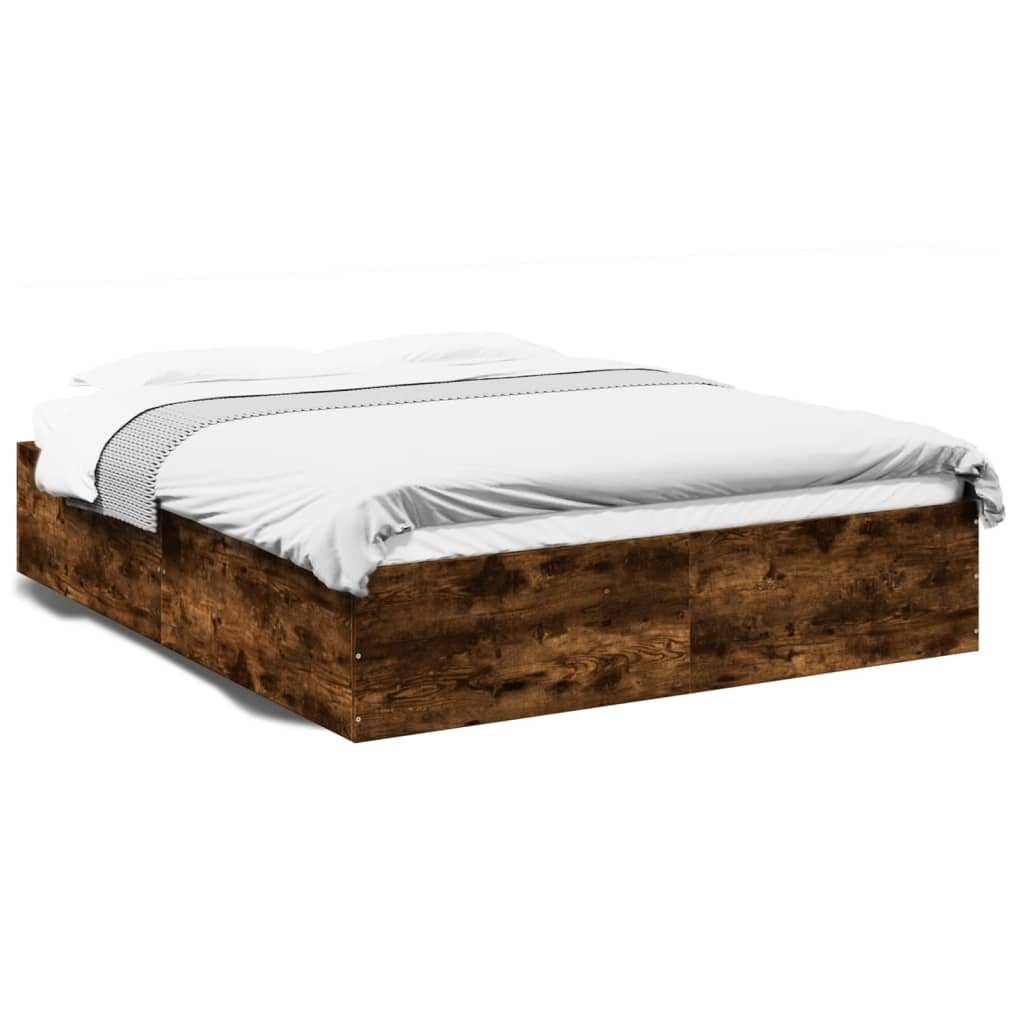 Bedframe bewerkt hout gerookt eikenkleurig 150x200 cm is nu te koop bij PeponiXL, paradijselijk wonen!