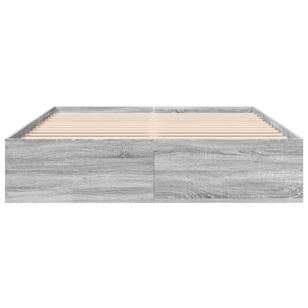 Bedframe bewerkt hout grijs sonoma eikenkleurig 150x200 cm is nu te koop bij PeponiXL, paradijselijk wonen!