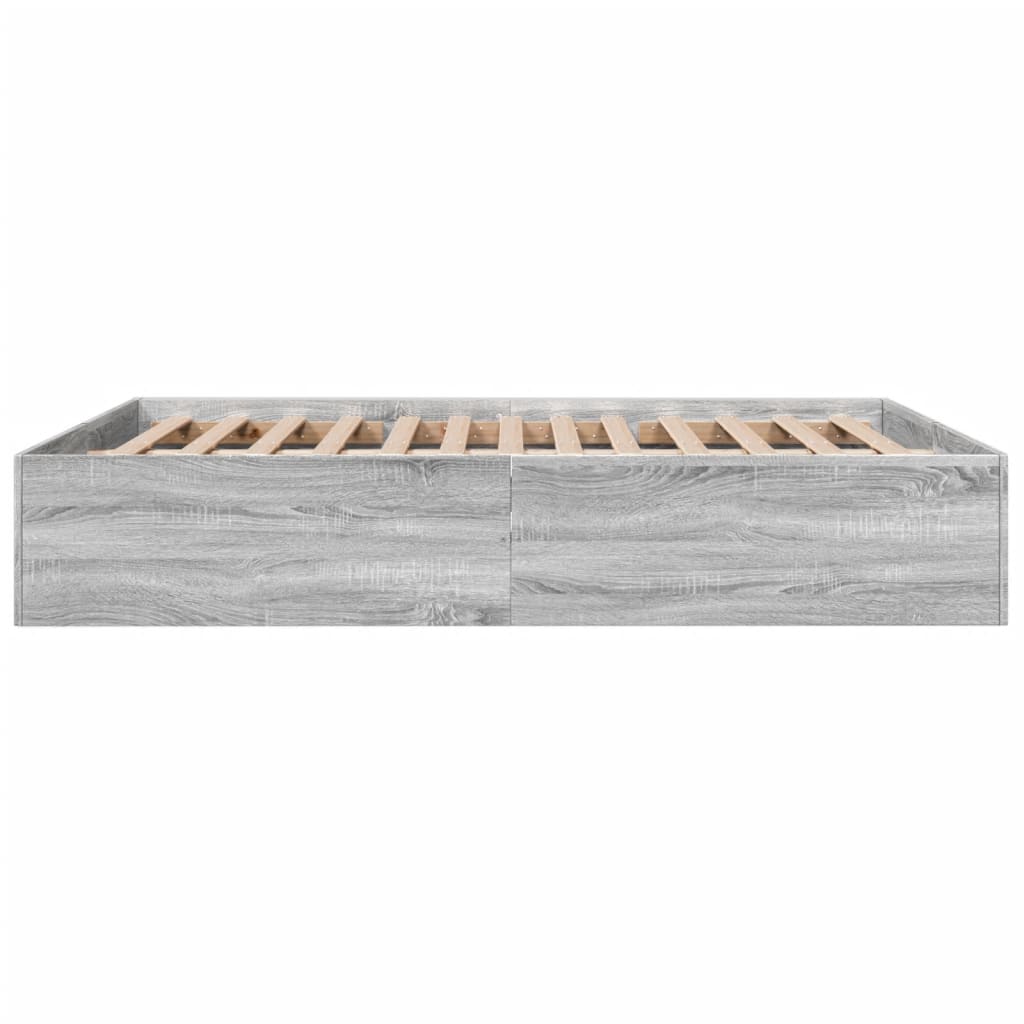 Bedframe bewerkt hout grijs sonoma eikenkleurig 150x200 cm is nu te koop bij PeponiXL, paradijselijk wonen!