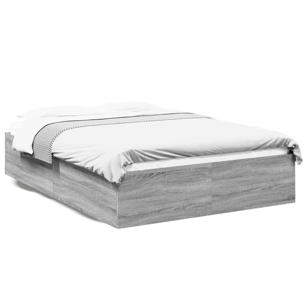 Bedframe bewerkt hout grijs sonoma eikenkleurig 150x200 cm is nu te koop bij PeponiXL, paradijselijk wonen!