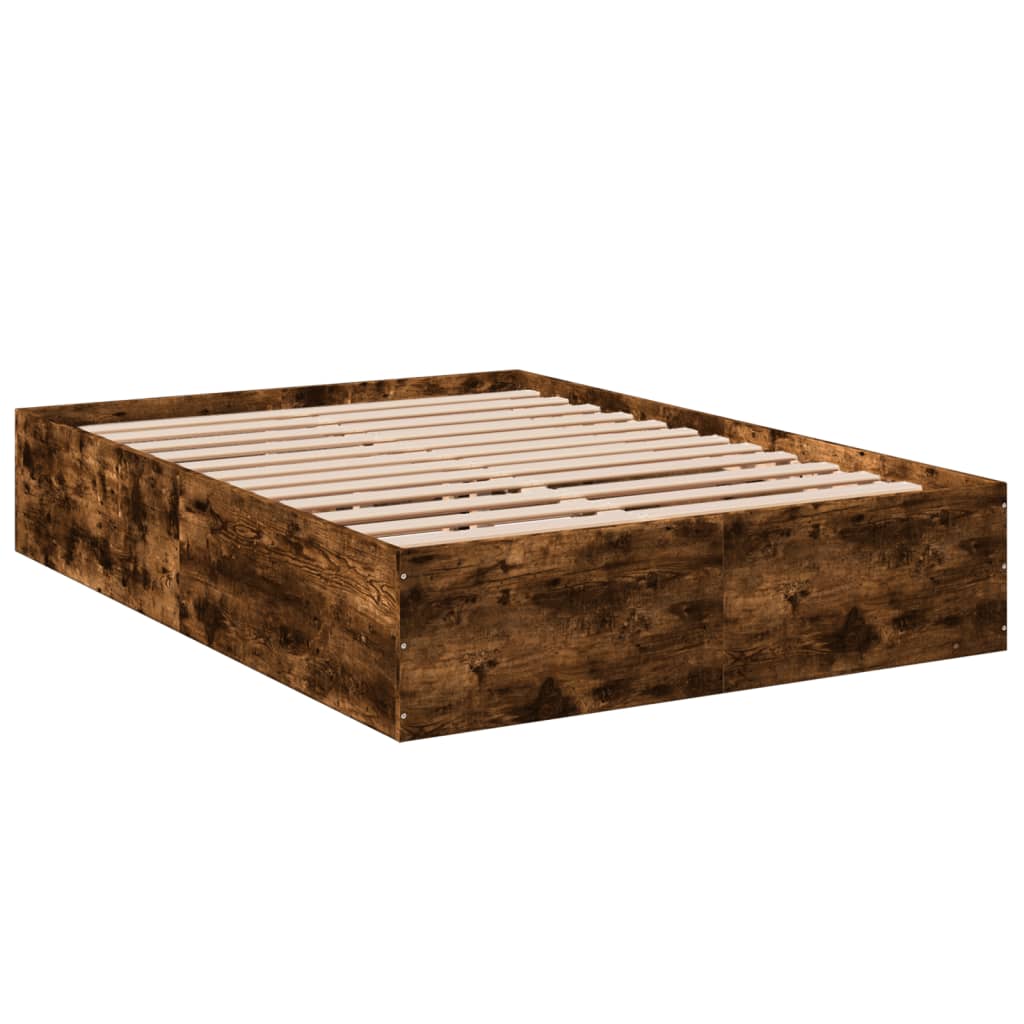 Bedframe bewerkt hout gerookt eikenkleurig 120x200 cm is nu te koop bij PeponiXL, paradijselijk wonen!