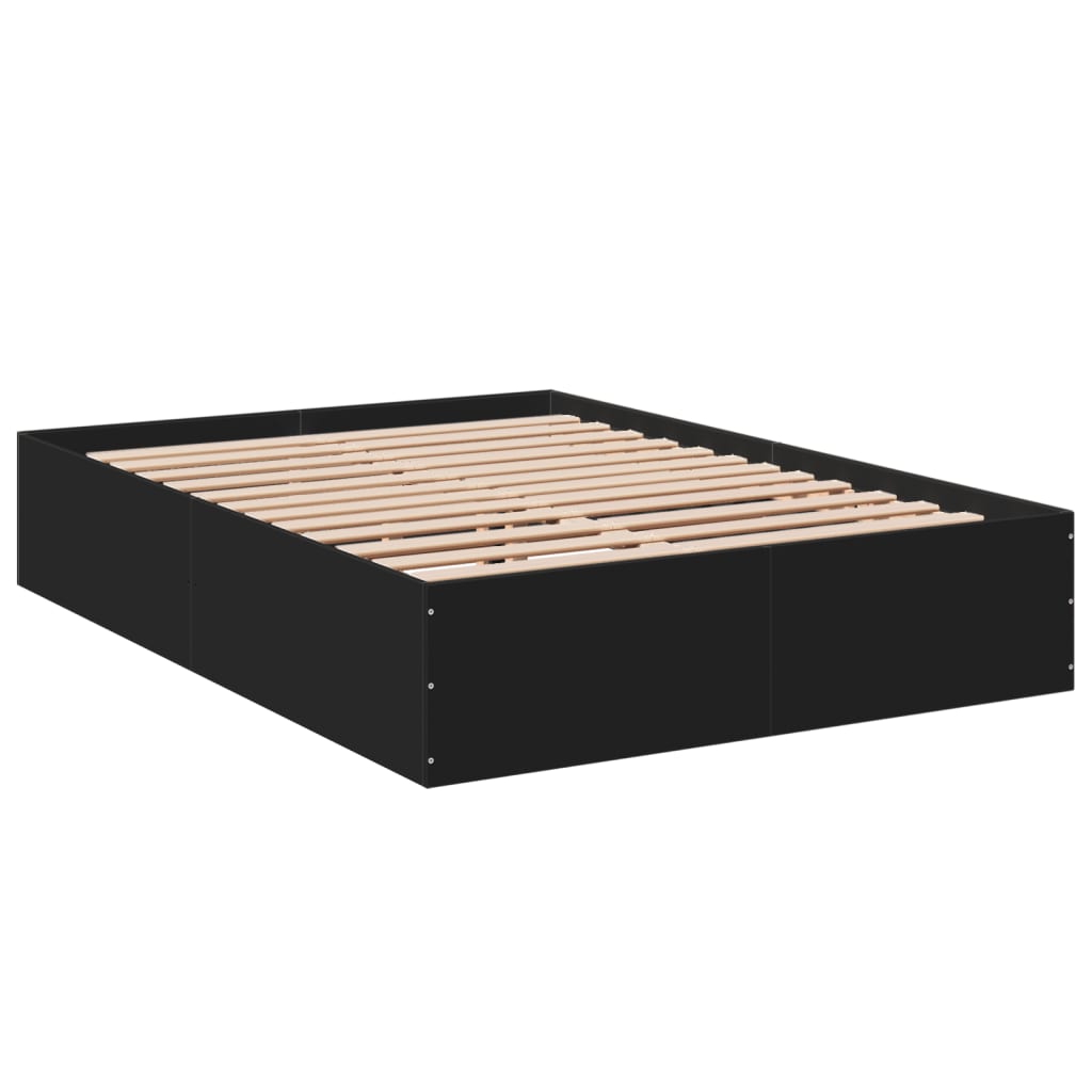 Bedframe bewerkt hout zwart 135x190 cm is nu te koop bij PeponiXL, paradijselijk wonen!
