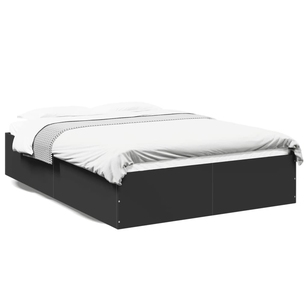 Bedframe bewerkt hout zwart 135x190 cm is nu te koop bij PeponiXL, paradijselijk wonen!
