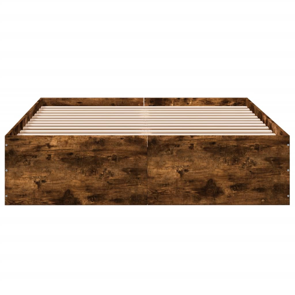 Bedframe bewerkt hout gerookt eikenkleurig 135x190 cm is nu te koop bij PeponiXL, paradijselijk wonen!