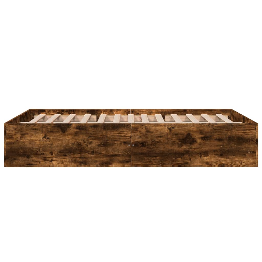 Bedframe bewerkt hout gerookt eikenkleurig 135x190 cm is nu te koop bij PeponiXL, paradijselijk wonen!