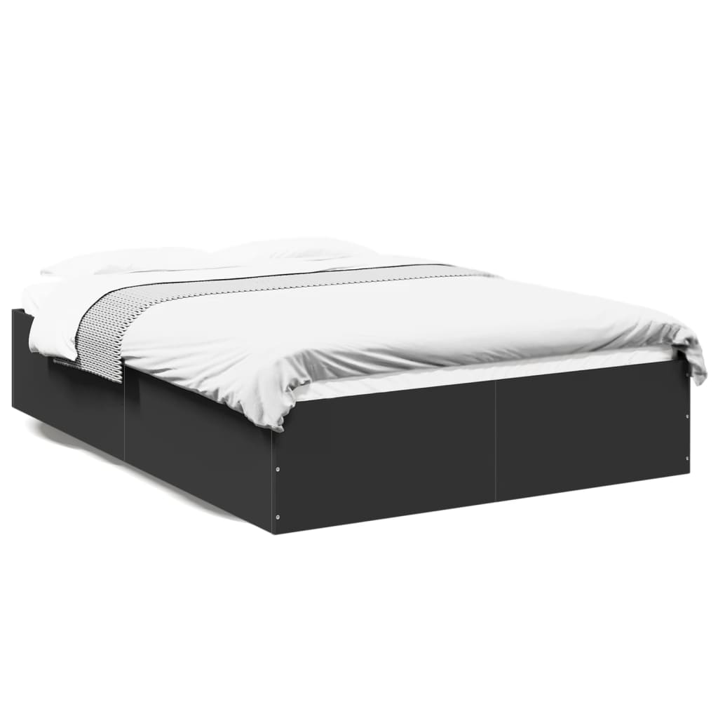 Bedframe bewerkt hout zwart 120x190 cm is nu te koop bij PeponiXL, paradijselijk wonen!