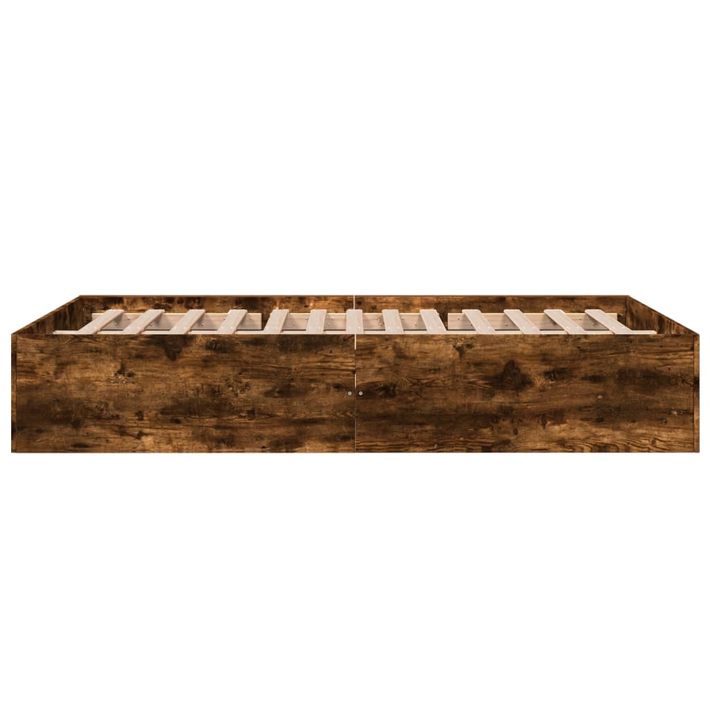 Bedframe bewerkt hout gerookt eikenkleurig 120x190 cm is nu te koop bij PeponiXL, paradijselijk wonen!