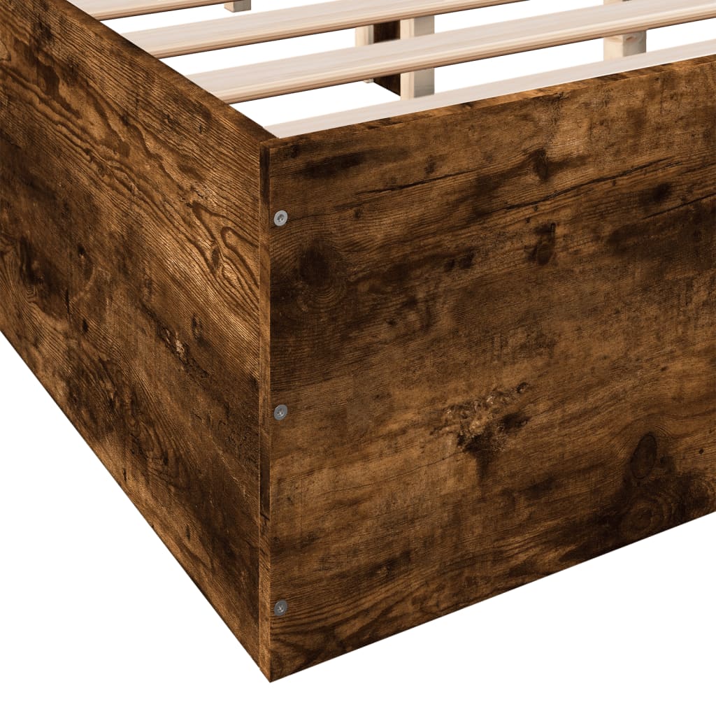 Bedframe bewerkt hout gerookt eikenkleurig 120x190 cm is nu te koop bij PeponiXL, paradijselijk wonen!