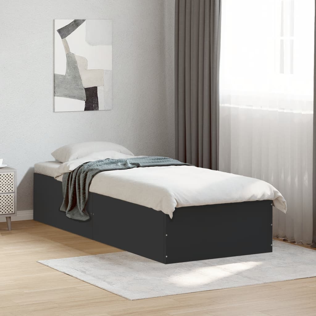 Bedframe bewerkt hout zwart 100x200 cm is nu te koop bij PeponiXL, paradijselijk wonen!