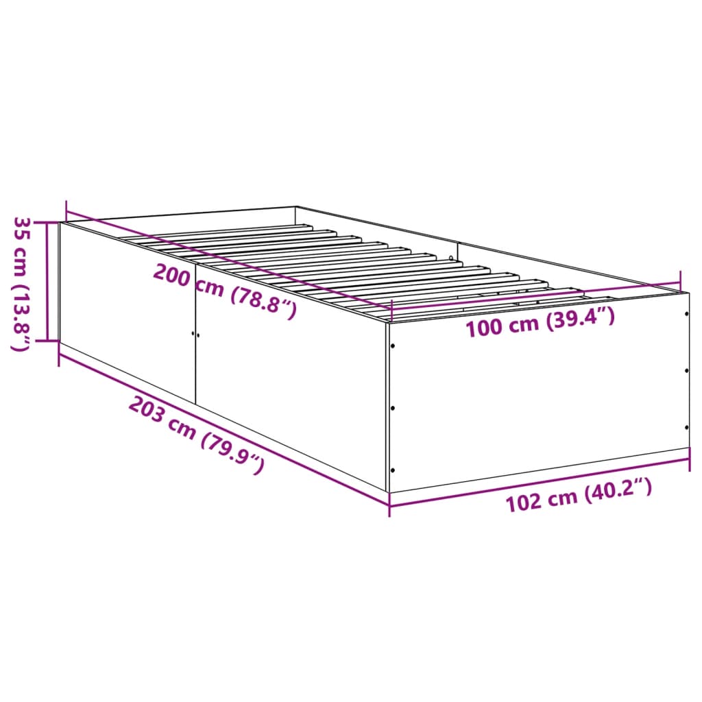 Bedframe bewerkt hout zwart 100x200 cm is nu te koop bij PeponiXL, paradijselijk wonen!
