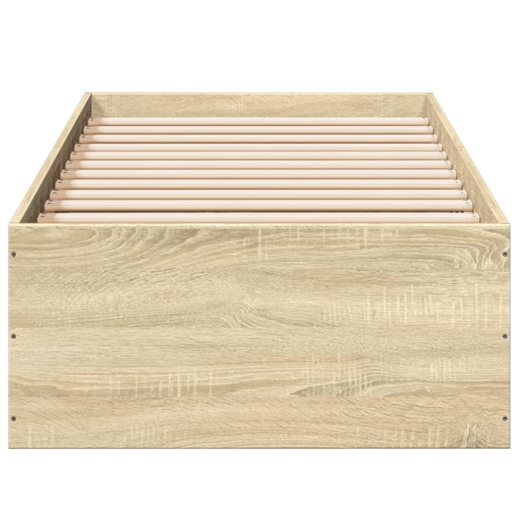 Bedframe bewerkt hout sonoma eikenkleurig 100x200 cm is nu te koop bij PeponiXL, paradijselijk wonen!