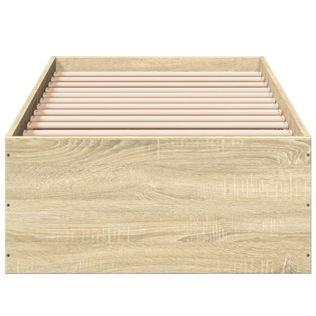 Bedframe bewerkt hout sonoma eikenkleurig 100x200 cm is nu te koop bij PeponiXL, paradijselijk wonen!