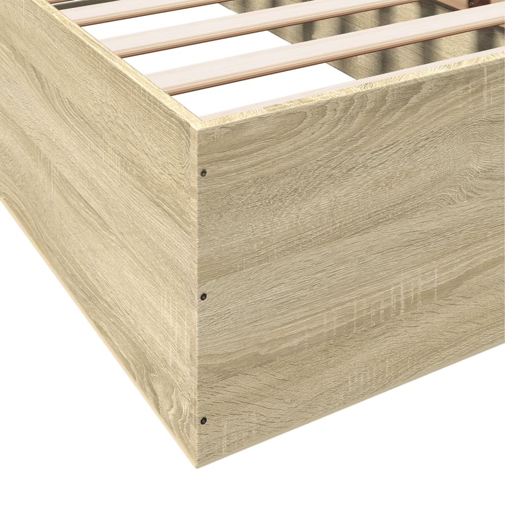 Bedframe bewerkt hout sonoma eikenkleurig 100x200 cm is nu te koop bij PeponiXL, paradijselijk wonen!