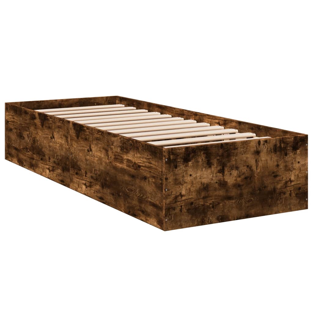Bedframe bewerkt hout gerookt eikenkleurig 100x200 cm is nu te koop bij PeponiXL, paradijselijk wonen!