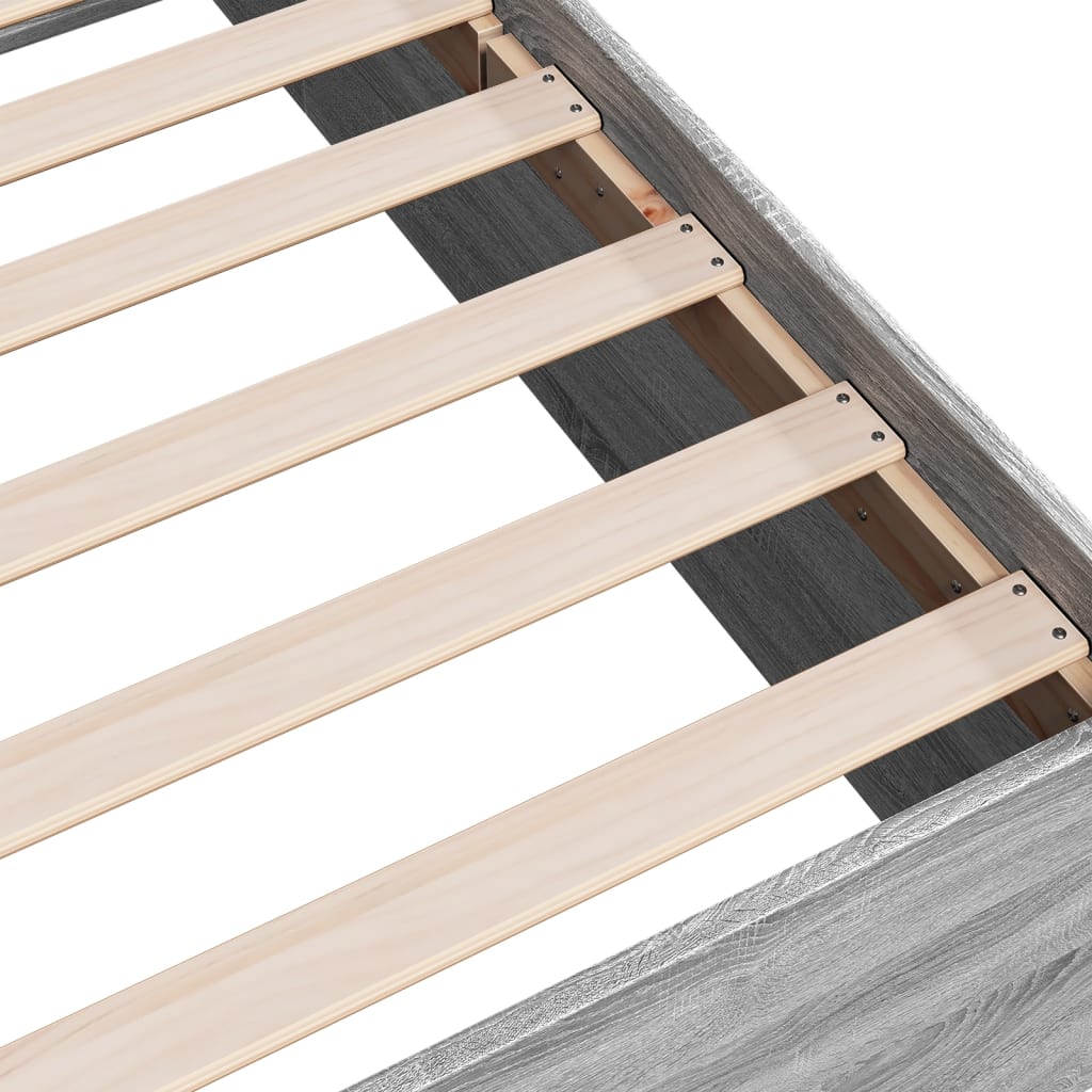 Bedframe bewerkt hout grijs sonoma eikenkleurig 100x200 cm is nu te koop bij PeponiXL, paradijselijk wonen!