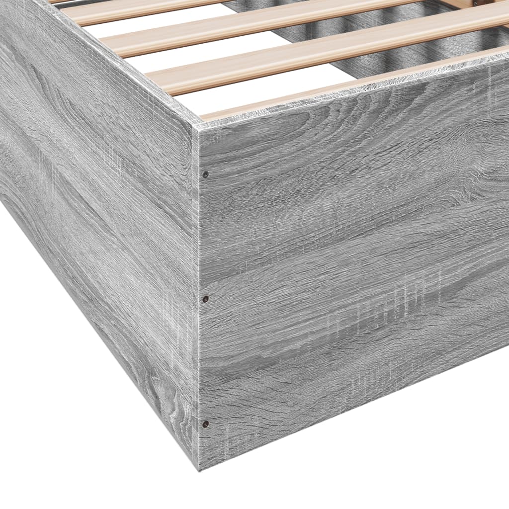 Bedframe bewerkt hout grijs sonoma eikenkleurig 100x200 cm is nu te koop bij PeponiXL, paradijselijk wonen!