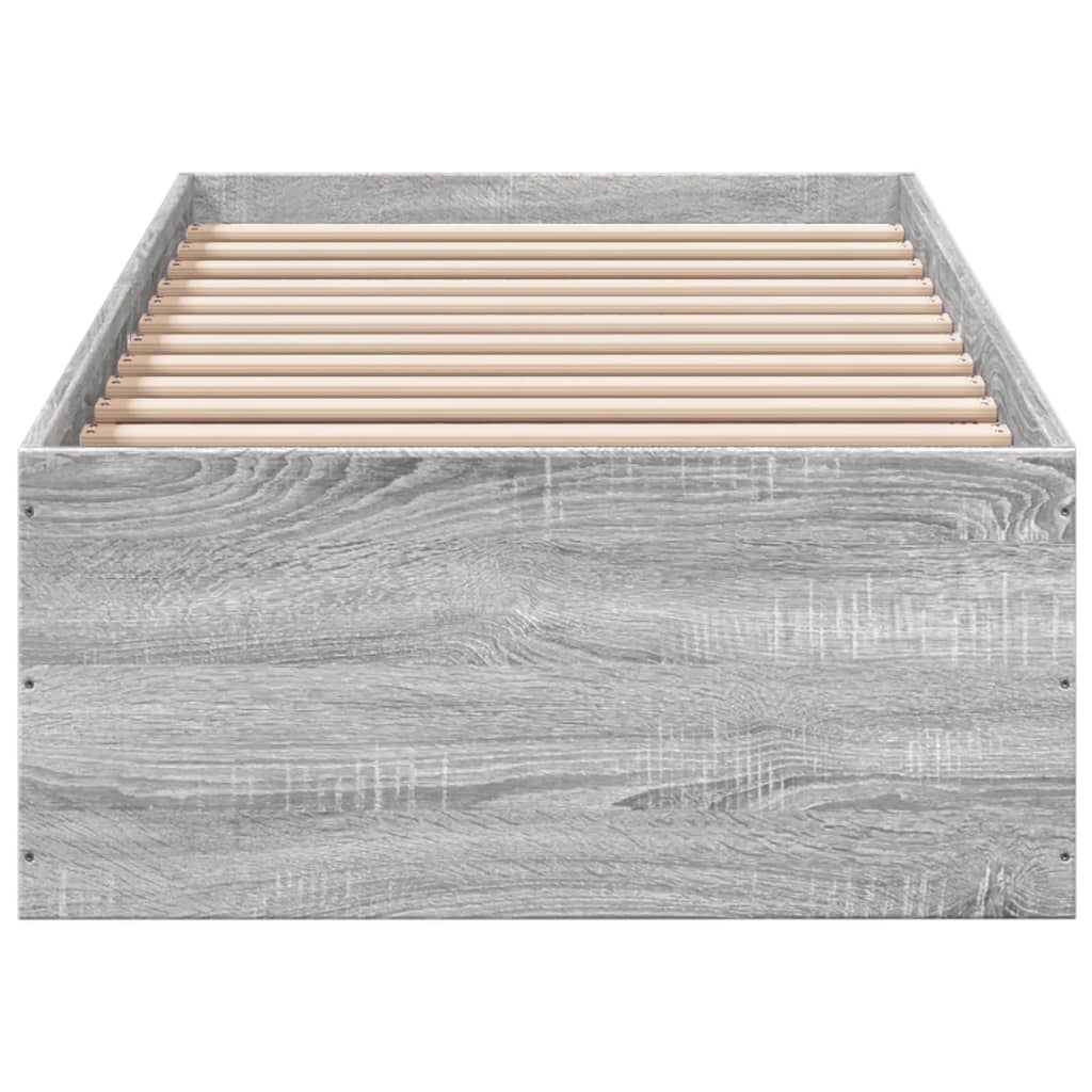 Bedframe bewerkt hout grijs sonoma eikenkleurig 90x200 cm is nu te koop bij PeponiXL, paradijselijk wonen!