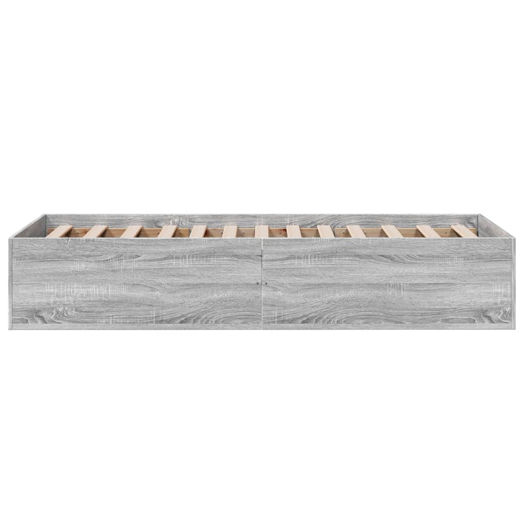Bedframe bewerkt hout grijs sonoma eikenkleurig 90x200 cm is nu te koop bij PeponiXL, paradijselijk wonen!