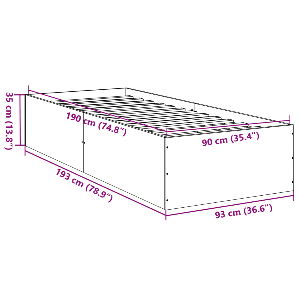 Bedframe bewerkt hout wit 90x190 cm is nu te koop bij PeponiXL, paradijselijk wonen!