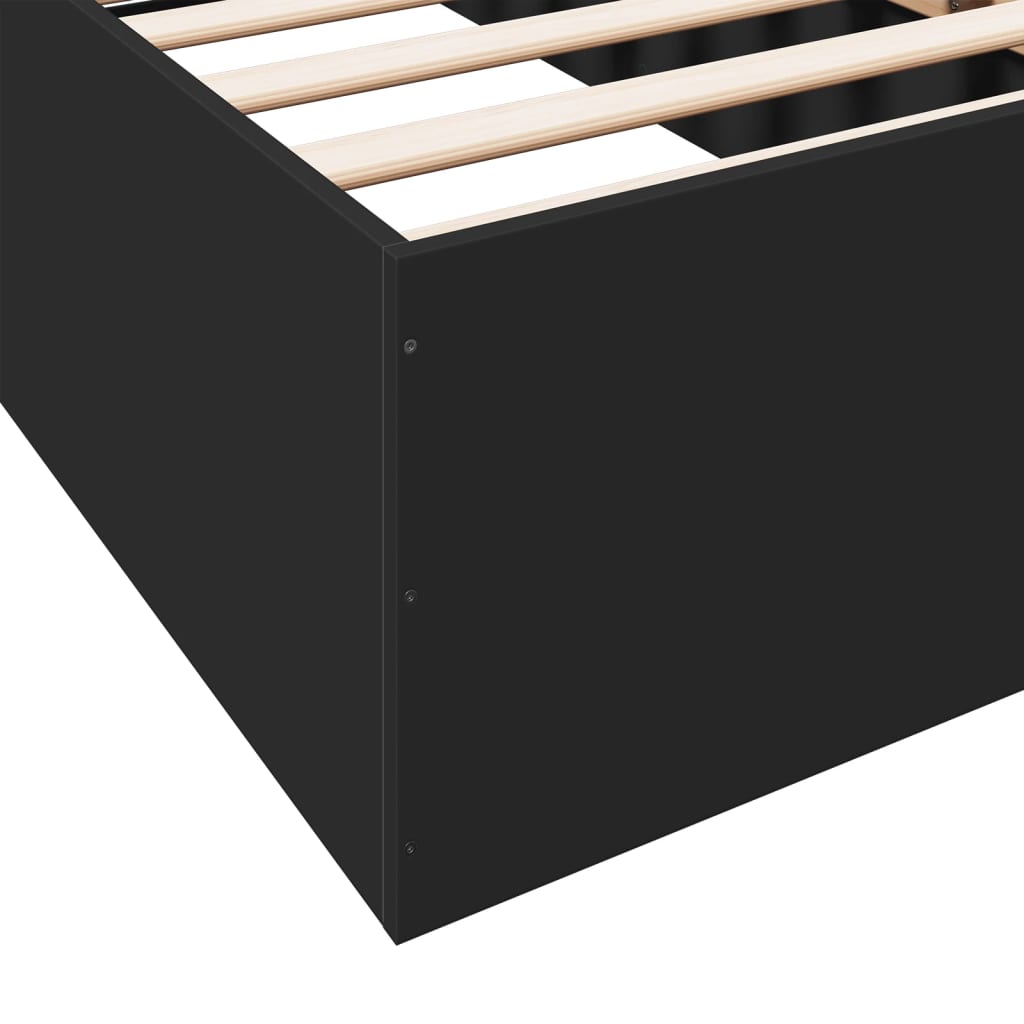 Bedframe bewerkt hout zwart 90x190 cm is nu te koop bij PeponiXL, paradijselijk wonen!