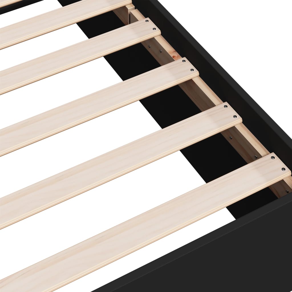 Bedframe bewerkt hout zwart 90x190 cm is nu te koop bij PeponiXL, paradijselijk wonen!