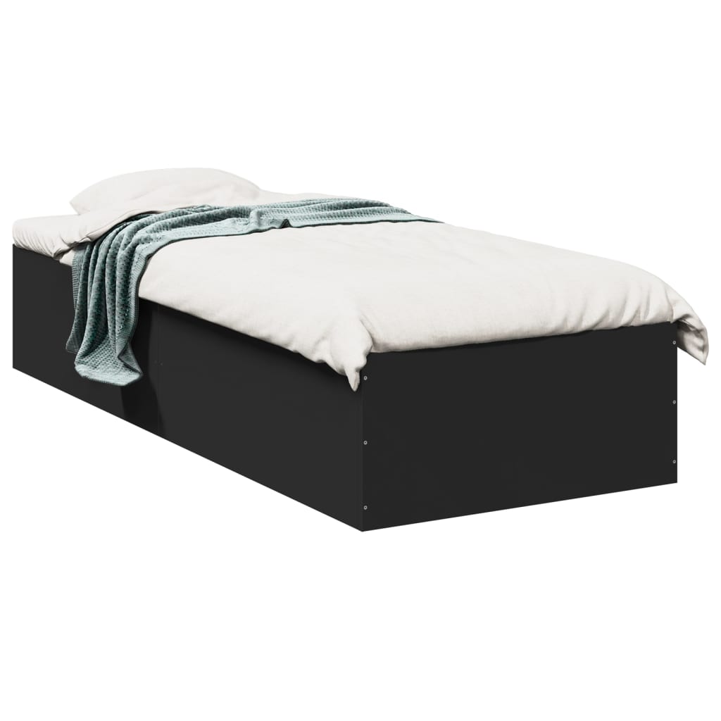 Bedframe bewerkt hout zwart 90x190 cm is nu te koop bij PeponiXL, paradijselijk wonen!