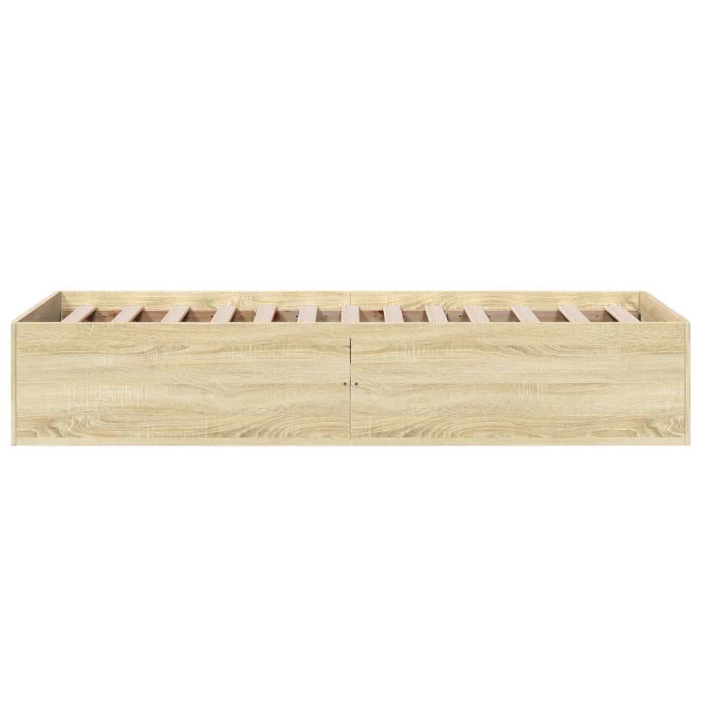 Bedframe bewerkt hout sonoma eikenkleurig 90x190 cm is nu te koop bij PeponiXL, paradijselijk wonen!