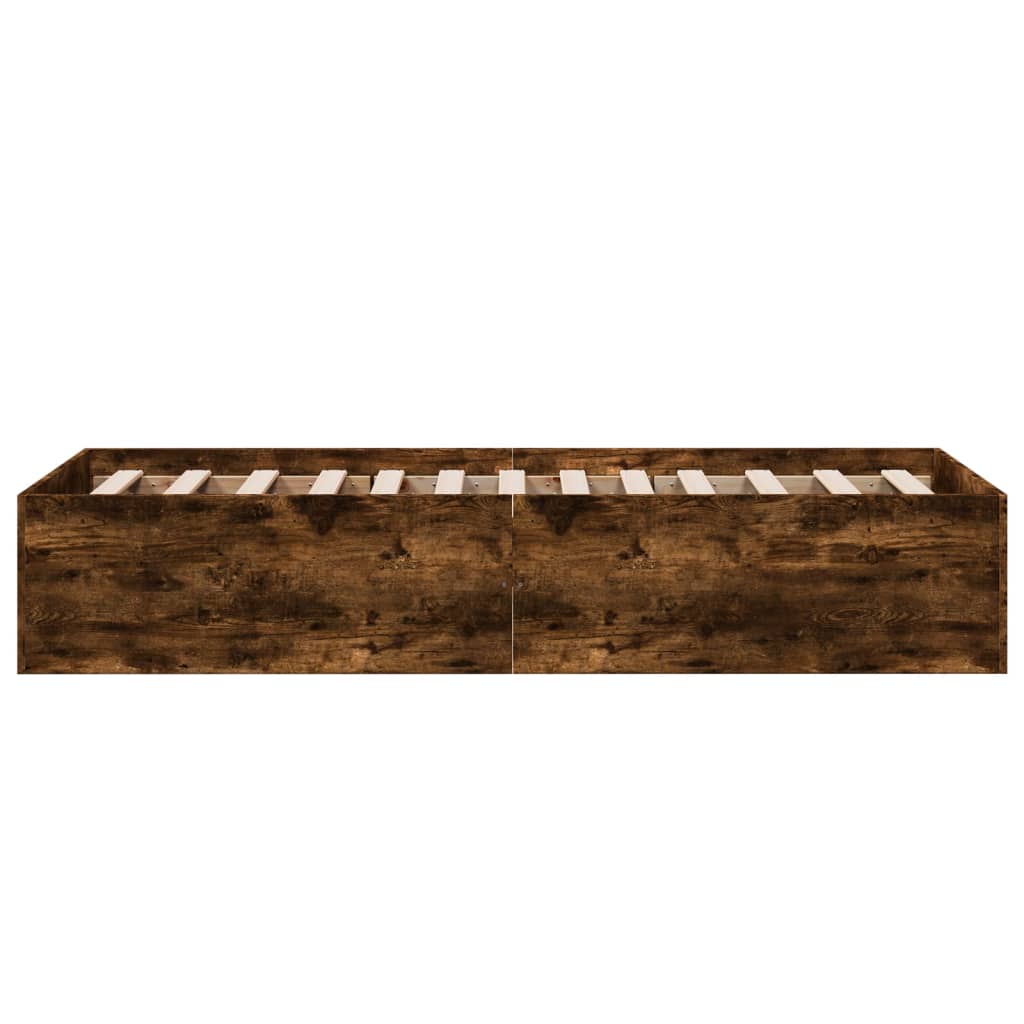 Bedframe bewerkt hout gerookt eikenkleurig 90x190 cm is nu te koop bij PeponiXL, paradijselijk wonen!