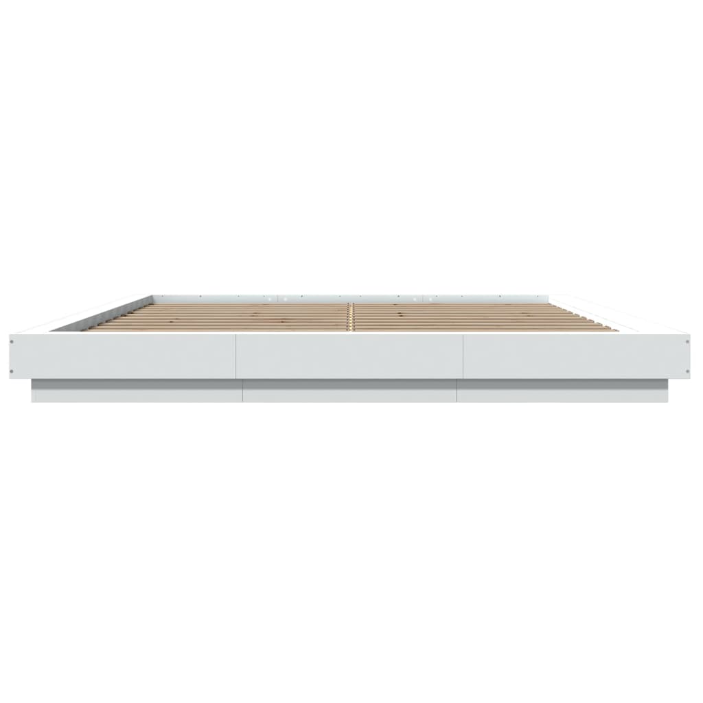 Bedframe met LED-verlichting bewerkt hout wit 200x200 cm is nu te koop bij PeponiXL, paradijselijk wonen!