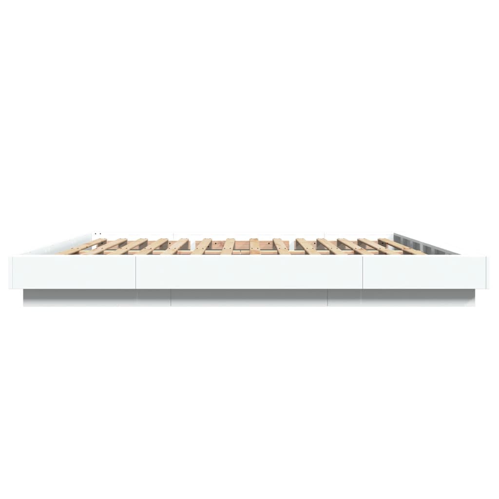Bedframe met LED-verlichting bewerkt hout wit 200x200 cm is nu te koop bij PeponiXL, paradijselijk wonen!