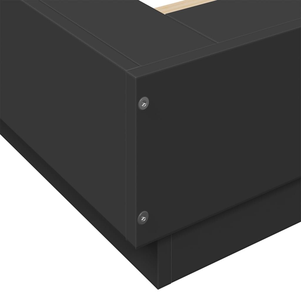 Bedframe met LED-verlichting bewerkt hout zwart 200x200 cm is nu te koop bij PeponiXL, paradijselijk wonen!