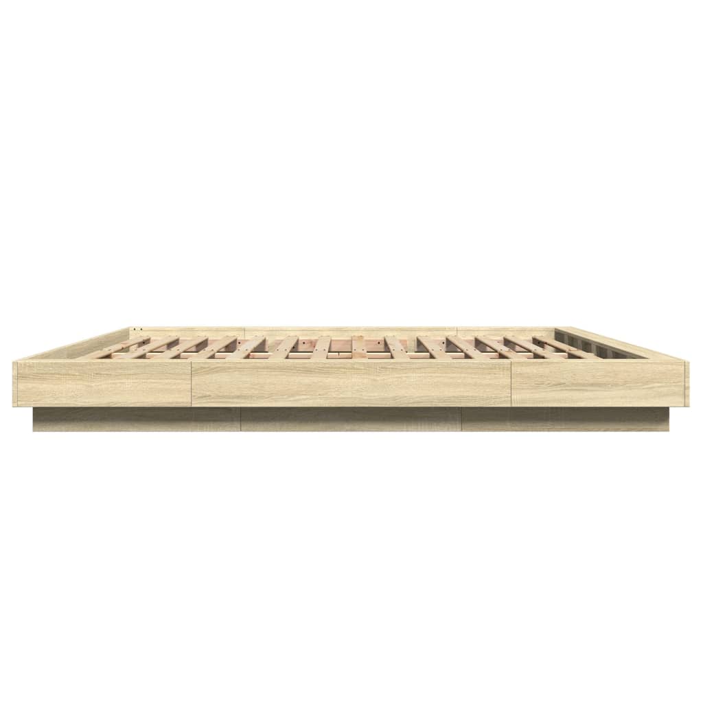 Bedframe met LED-verlichting sonoma eiken 200x200 cm is nu te koop bij PeponiXL, paradijselijk wonen!
