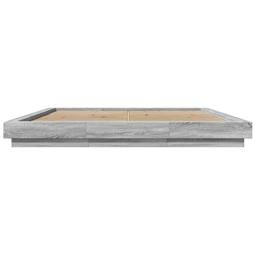 Bedframe met LED-verlichting grijs sonoma eiken 200x200 cm is nu te koop bij PeponiXL, paradijselijk wonen!