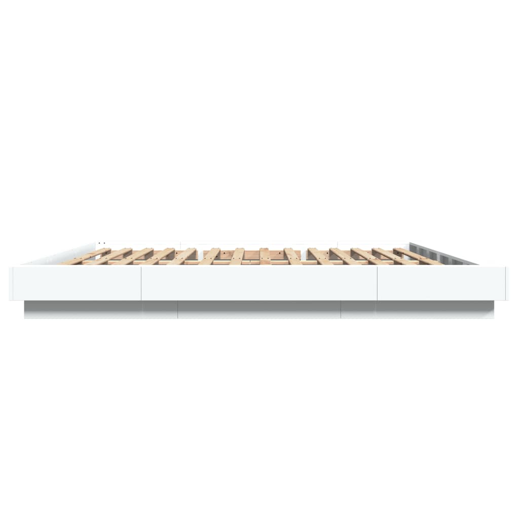 Bedframe met LED-verlichting bewerkt hout wit 180x200 cm is nu te koop bij PeponiXL, paradijselijk wonen!