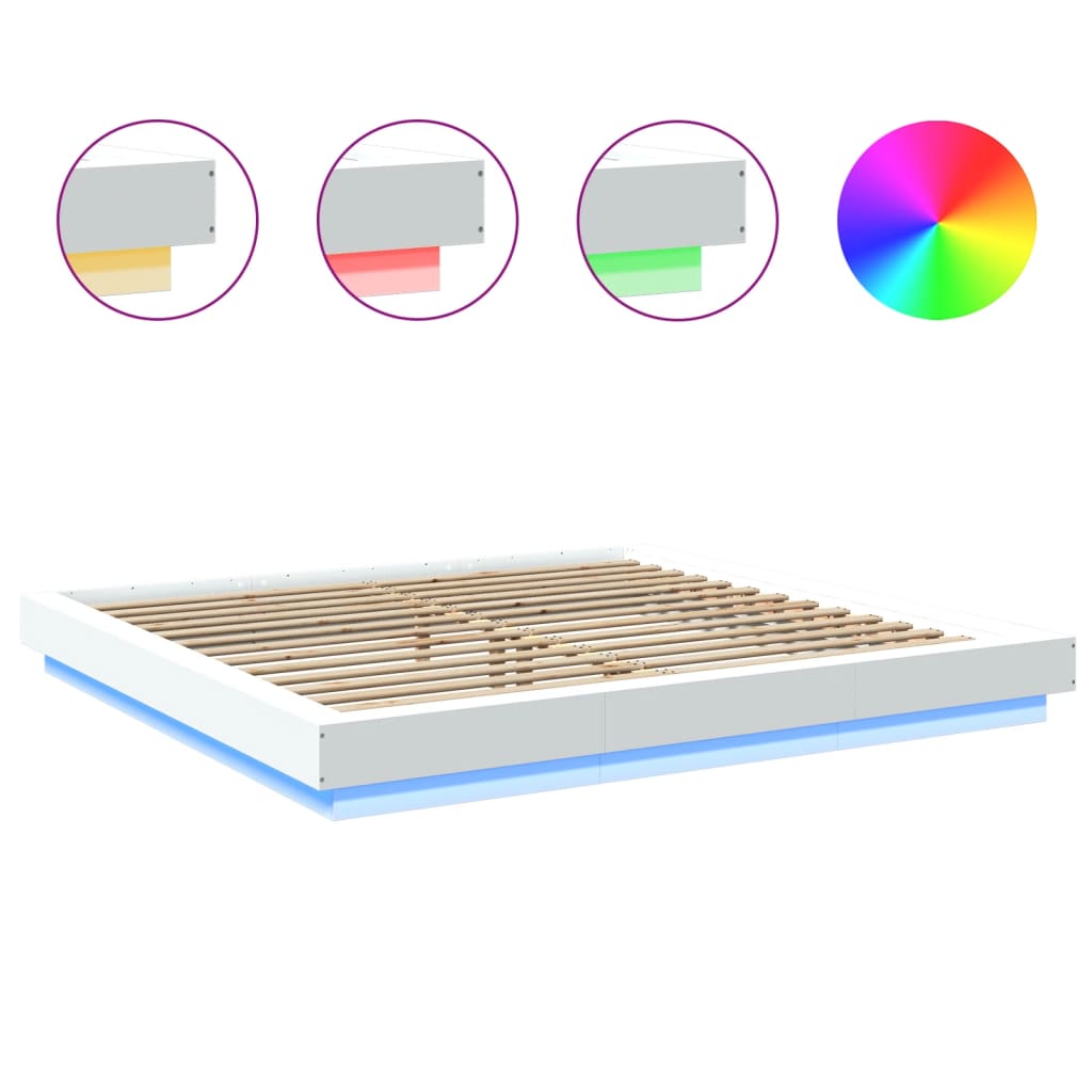 Bedframe met LED-verlichting bewerkt hout wit 180x200 cm is nu te koop bij PeponiXL, paradijselijk wonen!