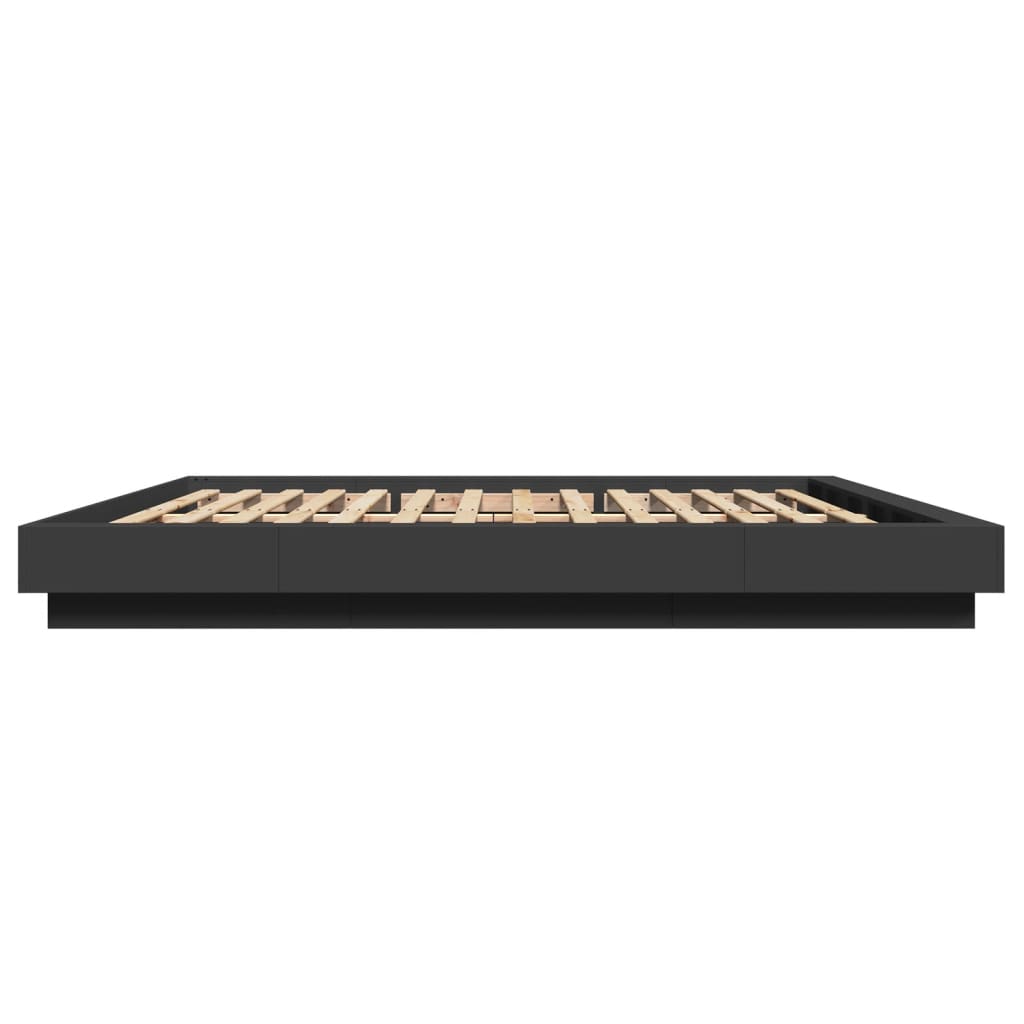 Bedframe met LED-verlichting bewerkt hout zwart 180x200 cm is nu te koop bij PeponiXL, paradijselijk wonen!