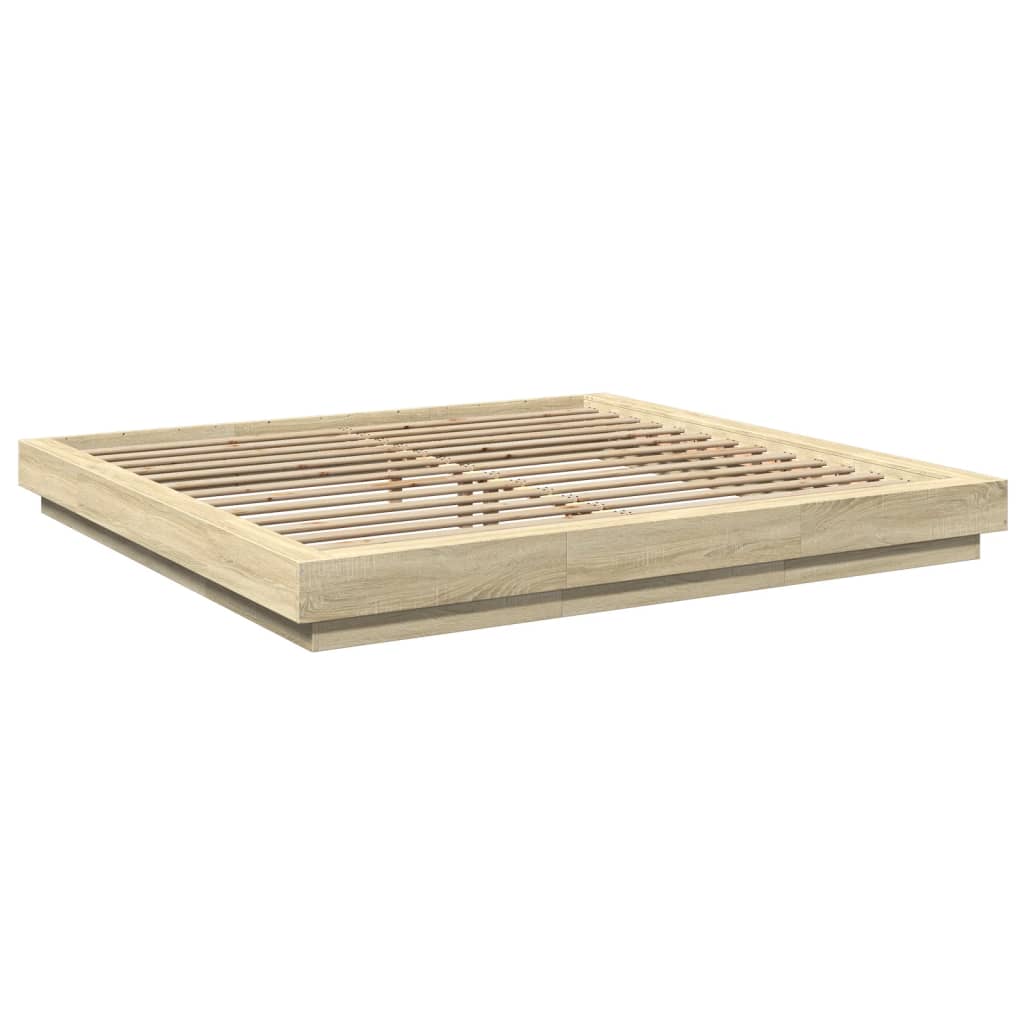 Bedframe met LED-verlichting sonoma eikenkleurig 180x200 cm is nu te koop bij PeponiXL, paradijselijk wonen!