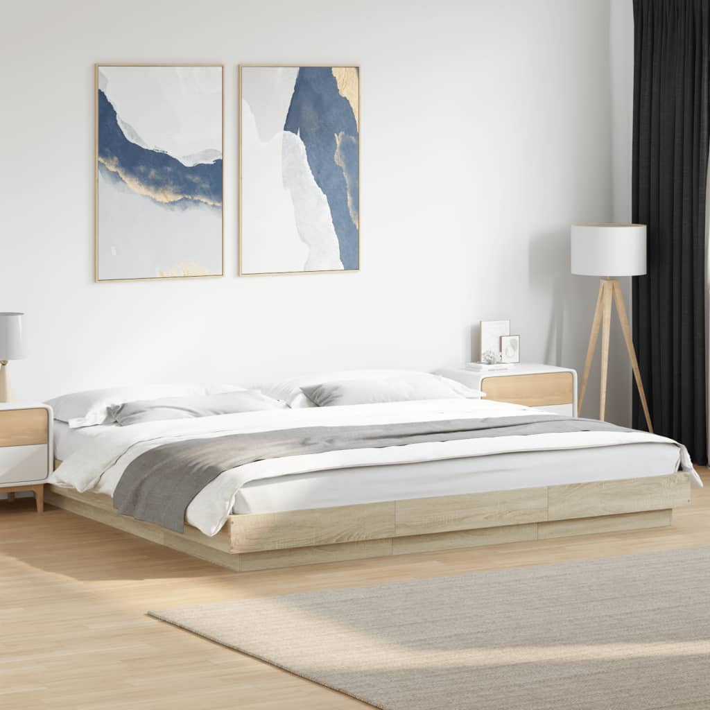 Bedframe met LED-verlichting sonoma eikenkleurig 180x200 cm is nu te koop bij PeponiXL, paradijselijk wonen!