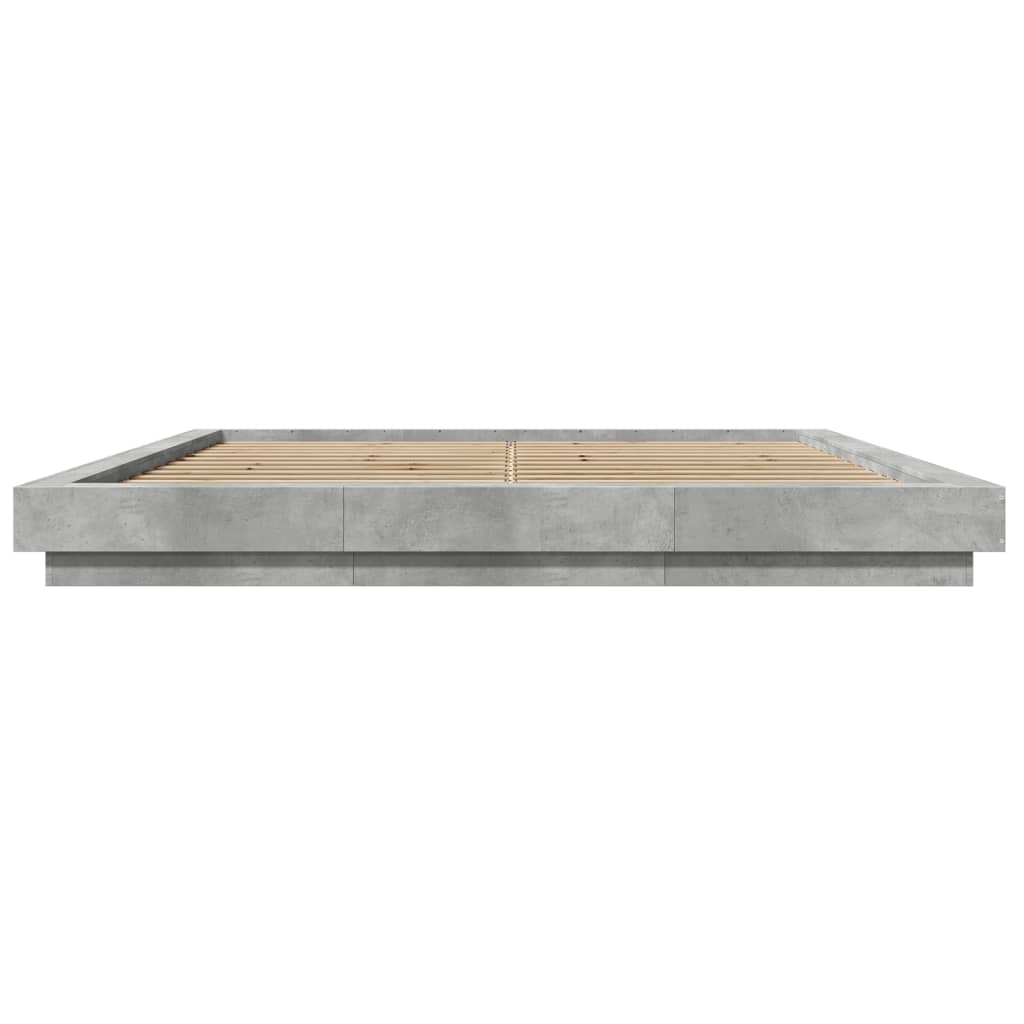 Bedframe met LED-verlichting bewerkt hout betongrijs 180x200 cm is nu te koop bij PeponiXL, paradijselijk wonen!