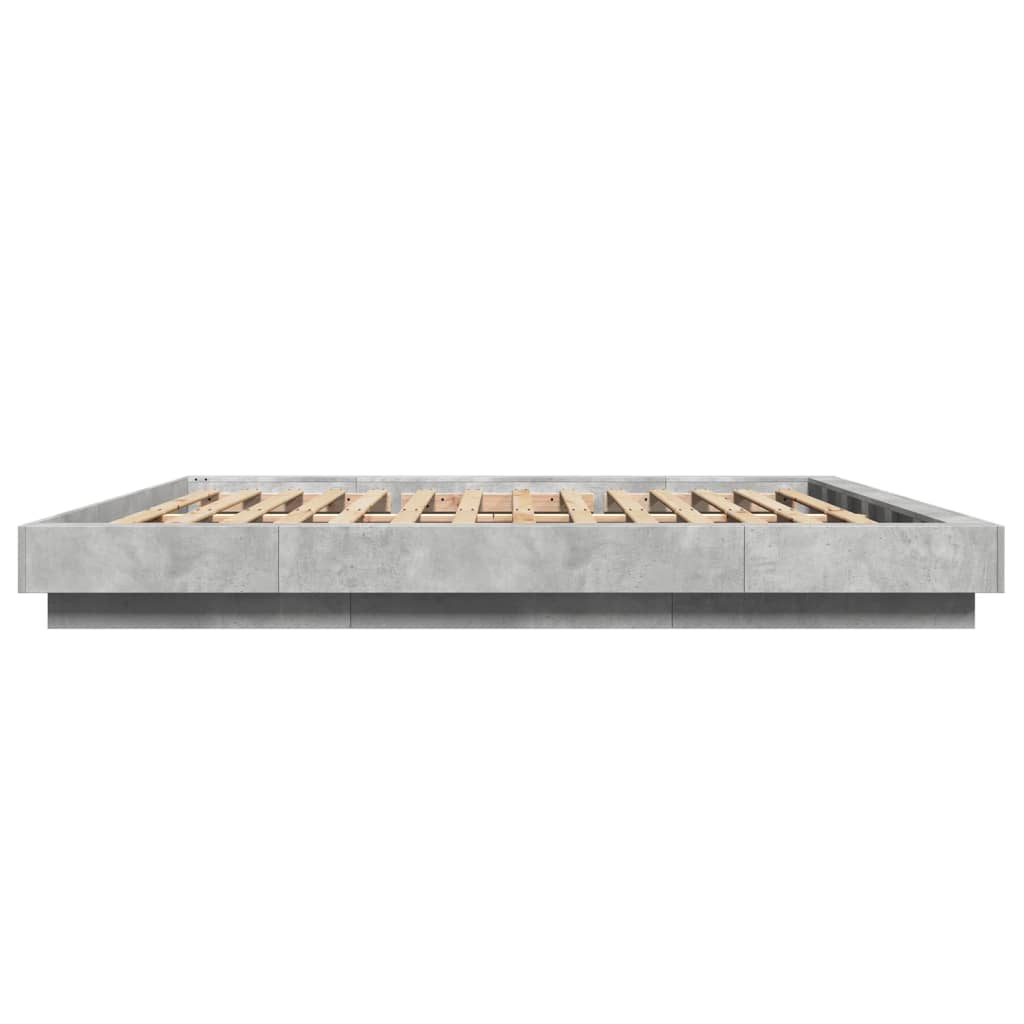 Bedframe met LED-verlichting bewerkt hout betongrijs 180x200 cm is nu te koop bij PeponiXL, paradijselijk wonen!